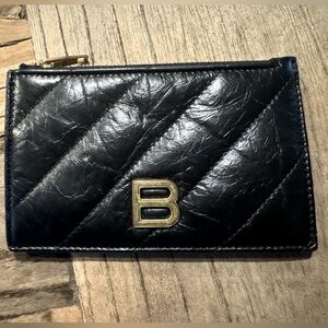 Authentic Balenciaga crush quilted long coin and card holder